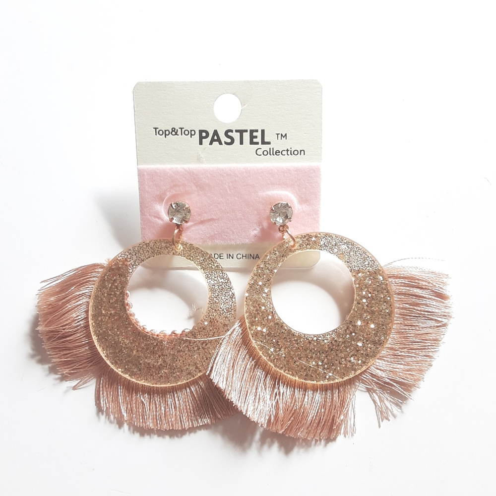 Pastel Collection Glittery Circle Tassel Earrings